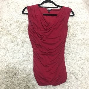 Express dark red draped sleeveless shirt